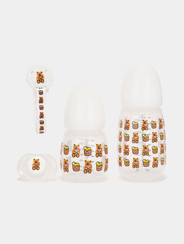 Newborn accessory set with pink print - 2