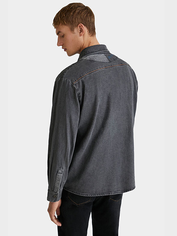 Grey denim shirt with art details - 3