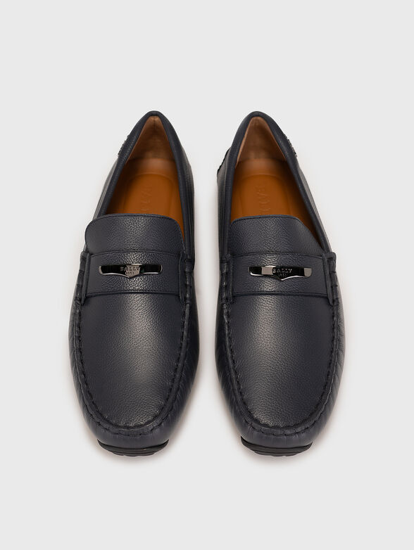 PIVIAL dark blue leather loafers - 6