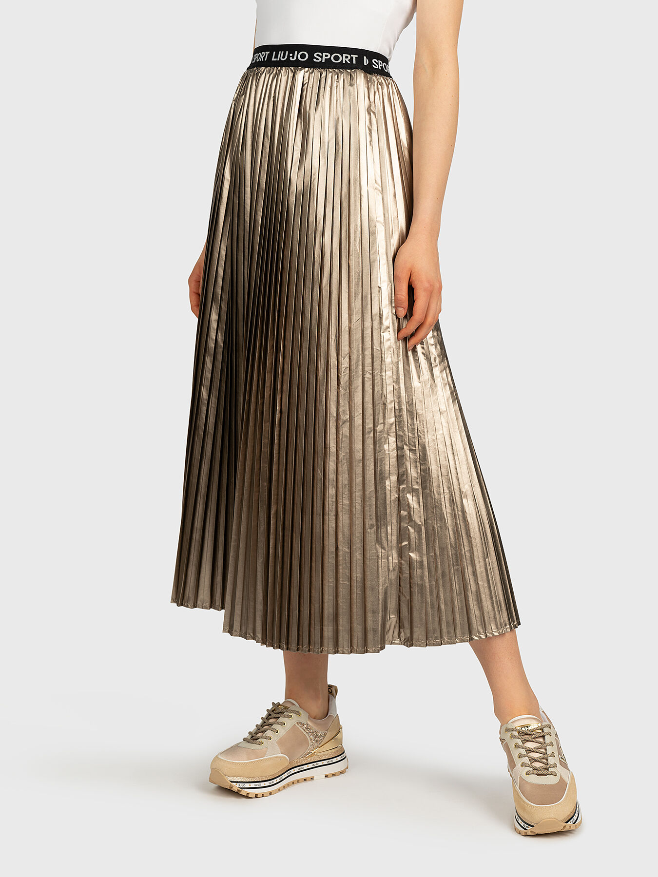 Gold pleated skirt 50 store