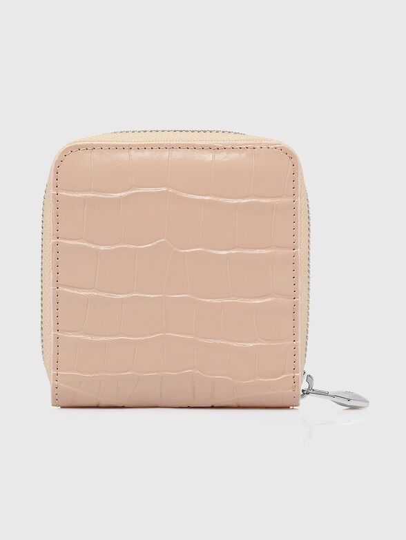 Leather beige wallet with logo detail - 2