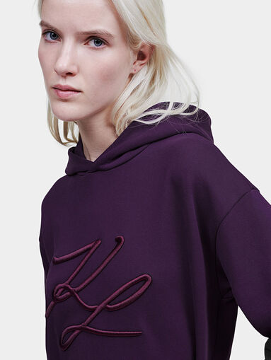 Hooded dress with maxi logo embroidery - 4