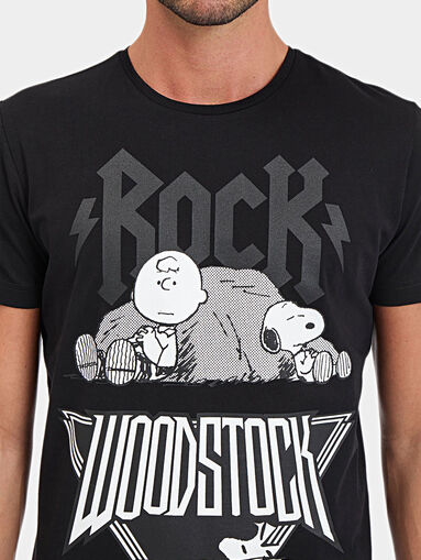 Black t-shirt with Rock Woodstock print - 3