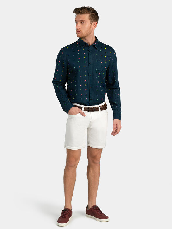 COLLINS Linen shirt with geometric print - 4