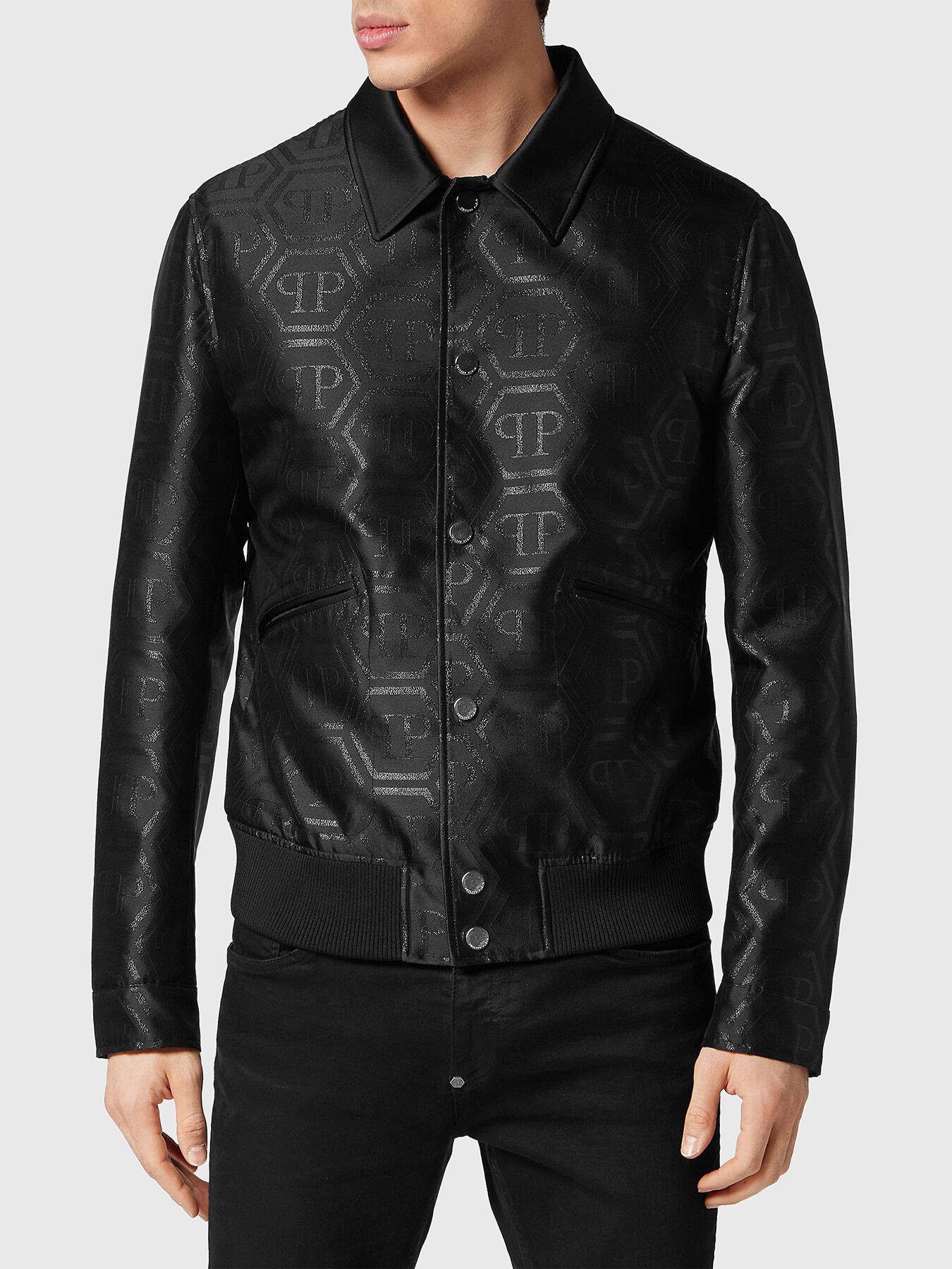 ブルゾン SELF PORTRAIT FW24 BOMBER HERRINGBONE (AW24052JB BLACK) Black Herringbone Bomber Jacket – self-portrait