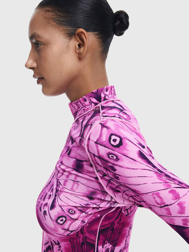 Print blouse with polo collar - 4