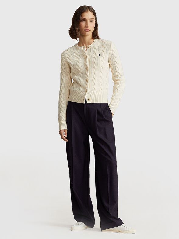 Knitted cardigan in wool blend with logo embroidery - 2