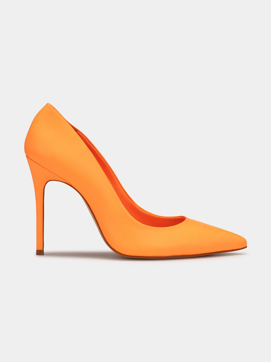 Обувки на ток в оранжев цвят - 1