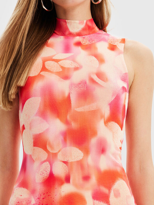 Midi dress with contrast print  - 4