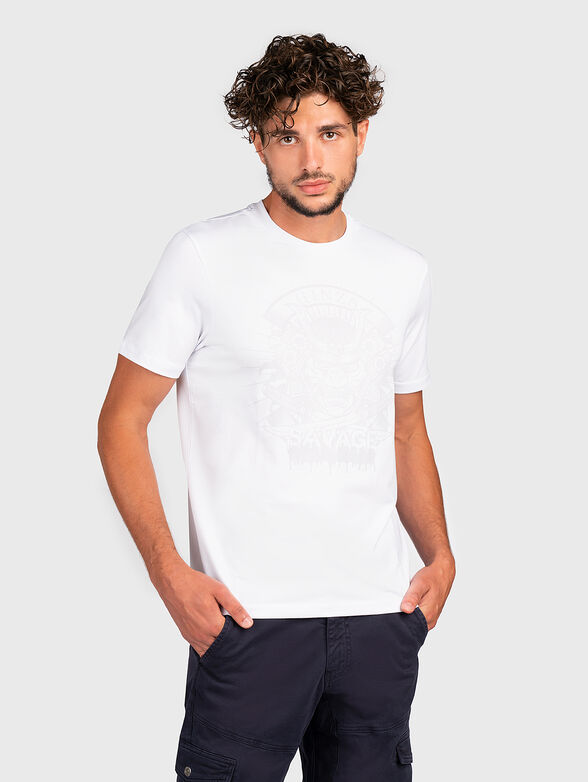 TS153 white cotton blend T-shirt with print - 1