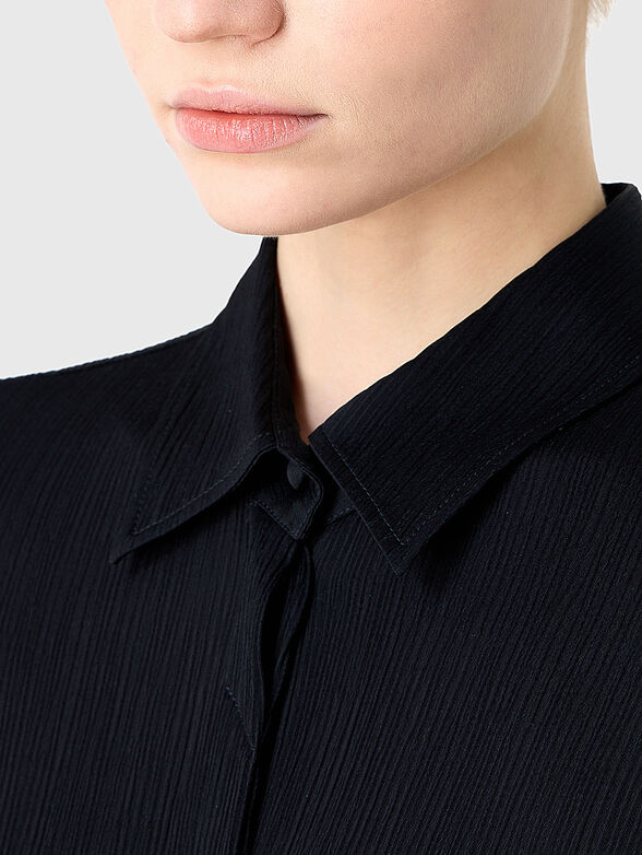 Dark blue shirt with hidden buttons - 4