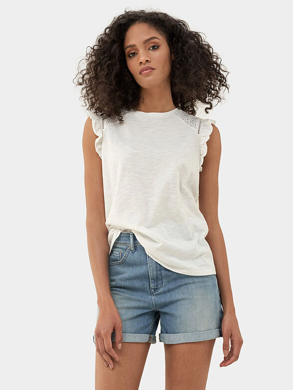 Frilled white cotton top - 1