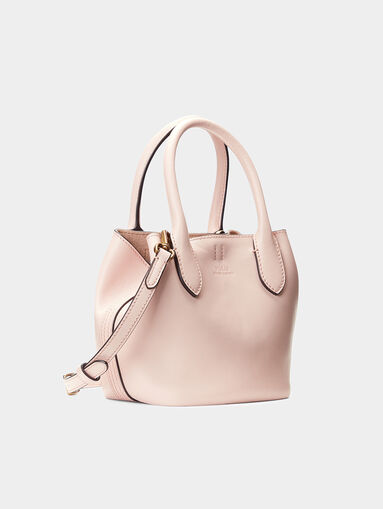 Small leather shopper bag in pale pink color - 3