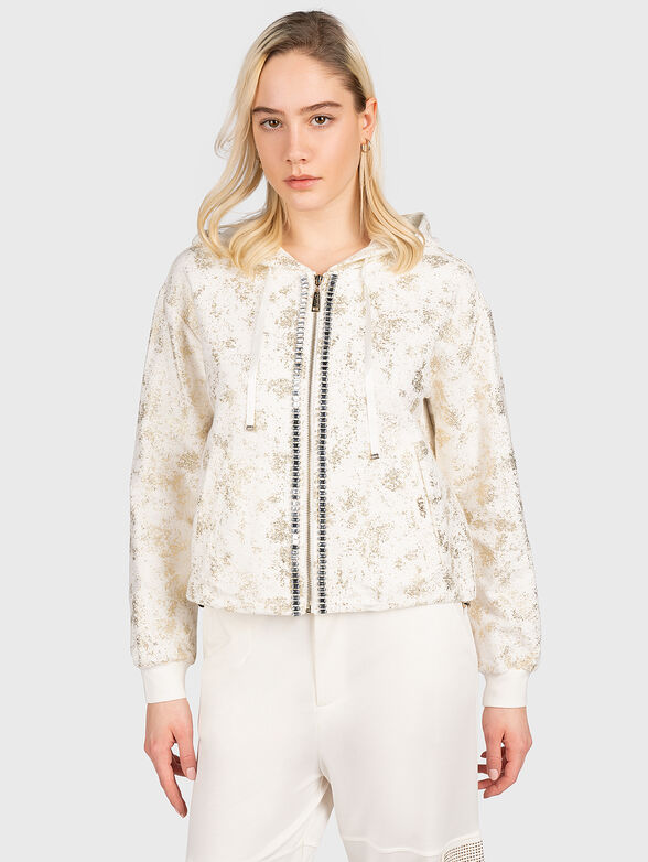 Hooded sweatshirt with applied rhinestones - 1