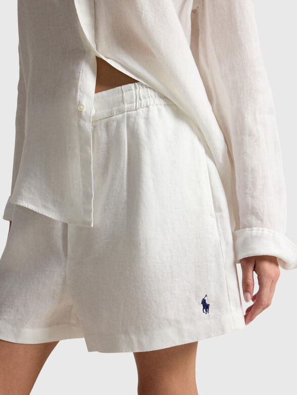 Linen shorts with embroidered logo - 3