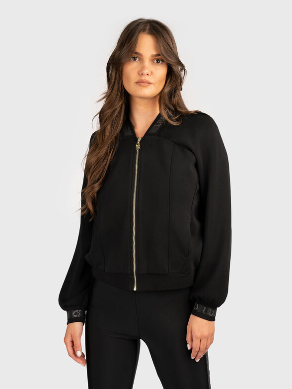 Sweatshirt with rhinestone logo  - 1