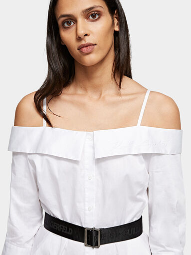 Cold shoulder poplin shirt dress - 4