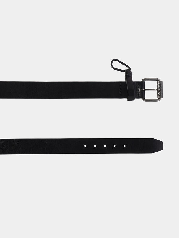 Black leather belt with carabiner on the loop - 2