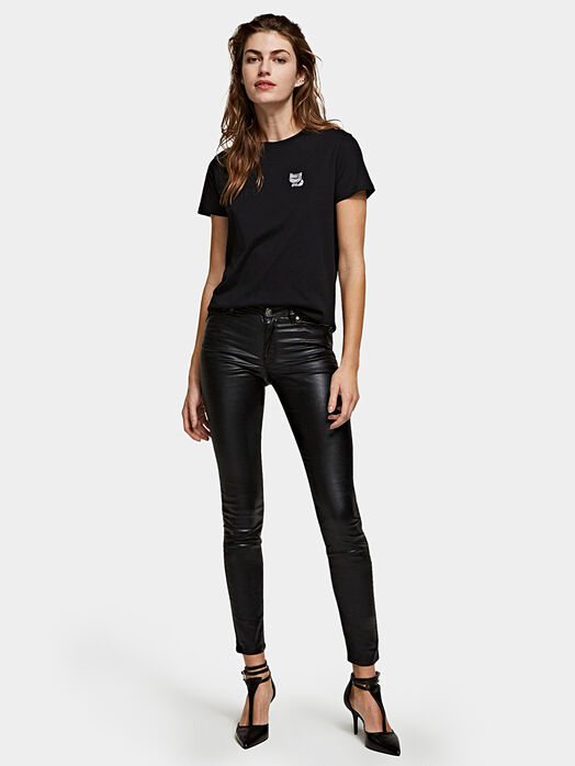Skinny metallic denim pants