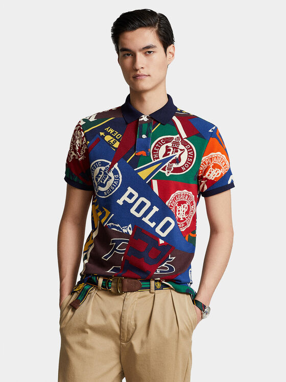 Cotton Polo-shirt with multicolour print - 1