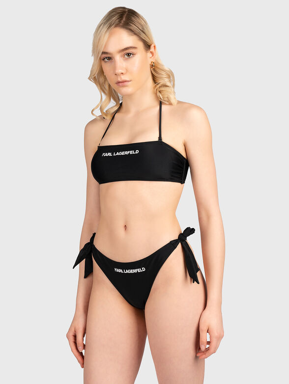 Black bikini top with logo print - 2