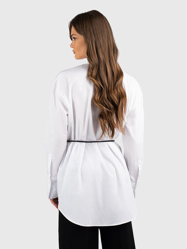 White long sleeved shirt with belt - 3