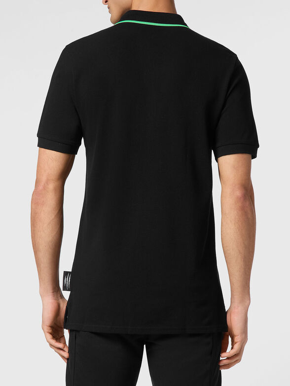 Polo shirt in black with contact logo print - 3
