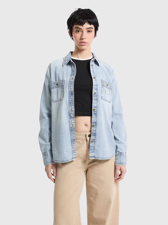 Дънкова риза с лого детайл на джоба - 1