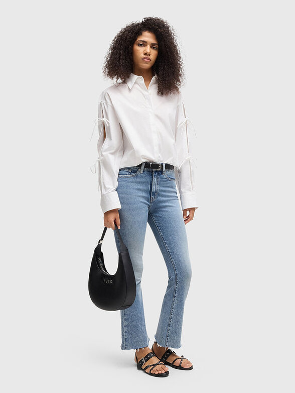 Cotton shirt with accent sleeves - 2