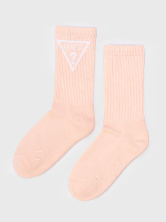 Pink socks with contrasting logo - 1