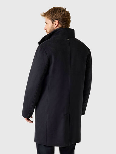 Wool blend coat with high collar - 3