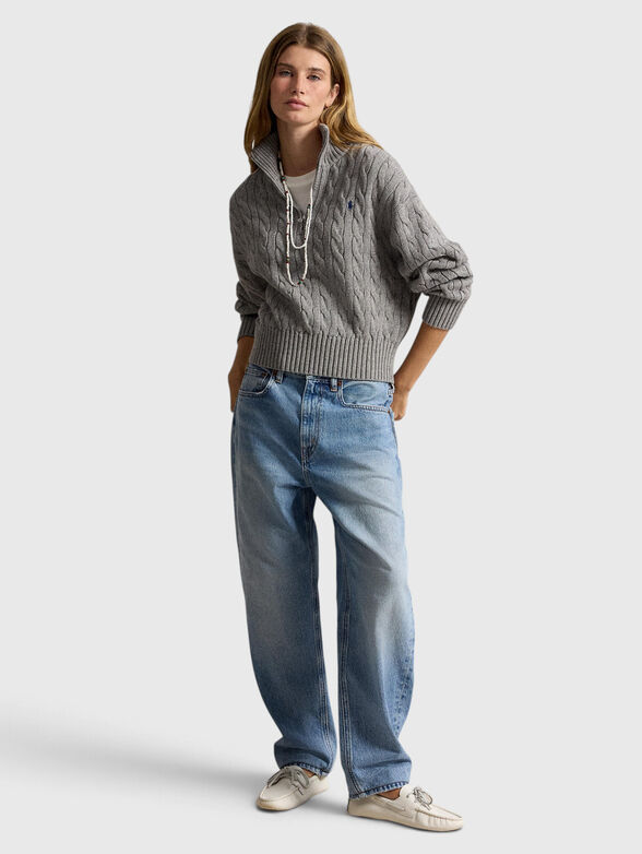 Zip-up sweater with ribbed knit - 2