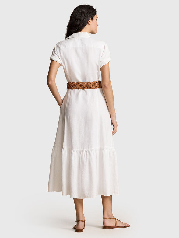 White linen dress with midi length - 2
