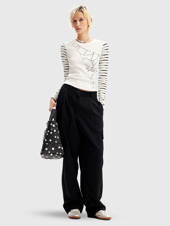 White blouse with oval neckline  - 2