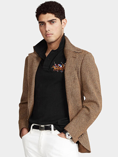 Black polo-shirt with logo embroidery - 4