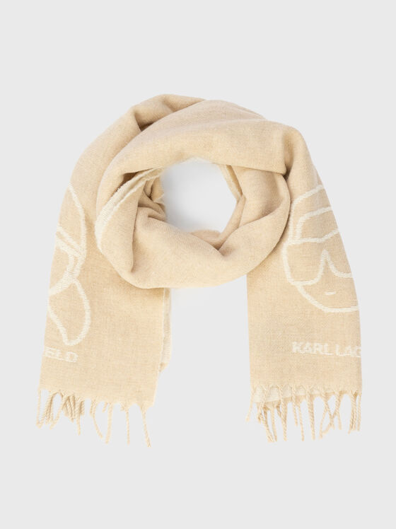 Шал от вълнен бленд с лого бродерия - 1