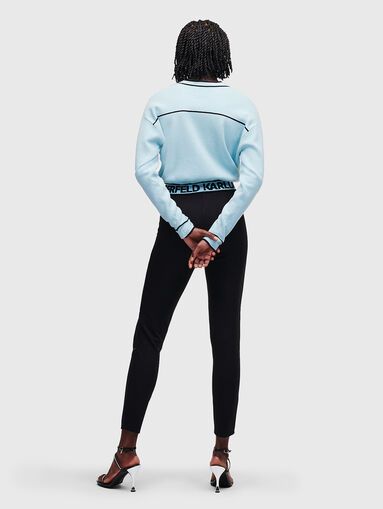 Blue cropped cardigan with contrasting elements - 3