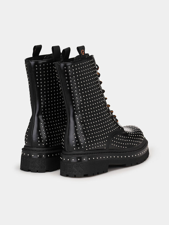 Studded ankle boots with laces  - 3