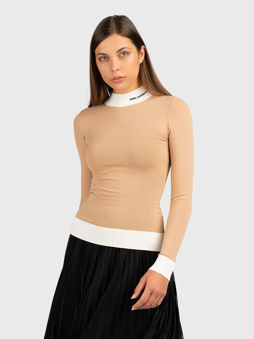 Viscose blend sweater with logo embroidery