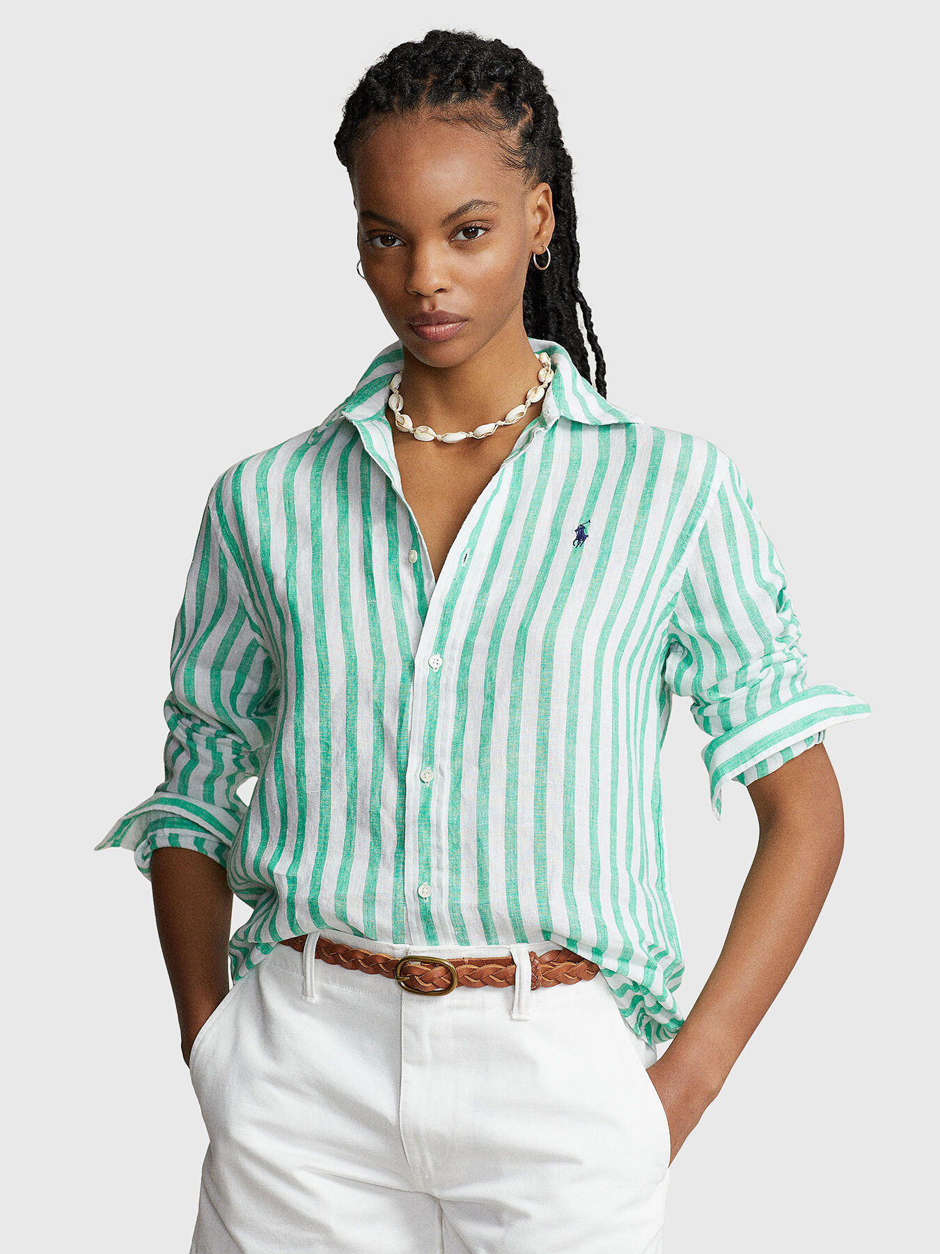 Shirt with striped pattern of linen fabric brand POLO RALPH LAUREN Globalbrandsstore en