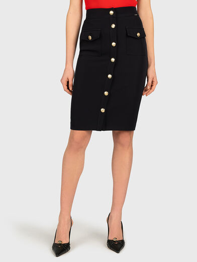 Pencil skirt with accent buttons - 1