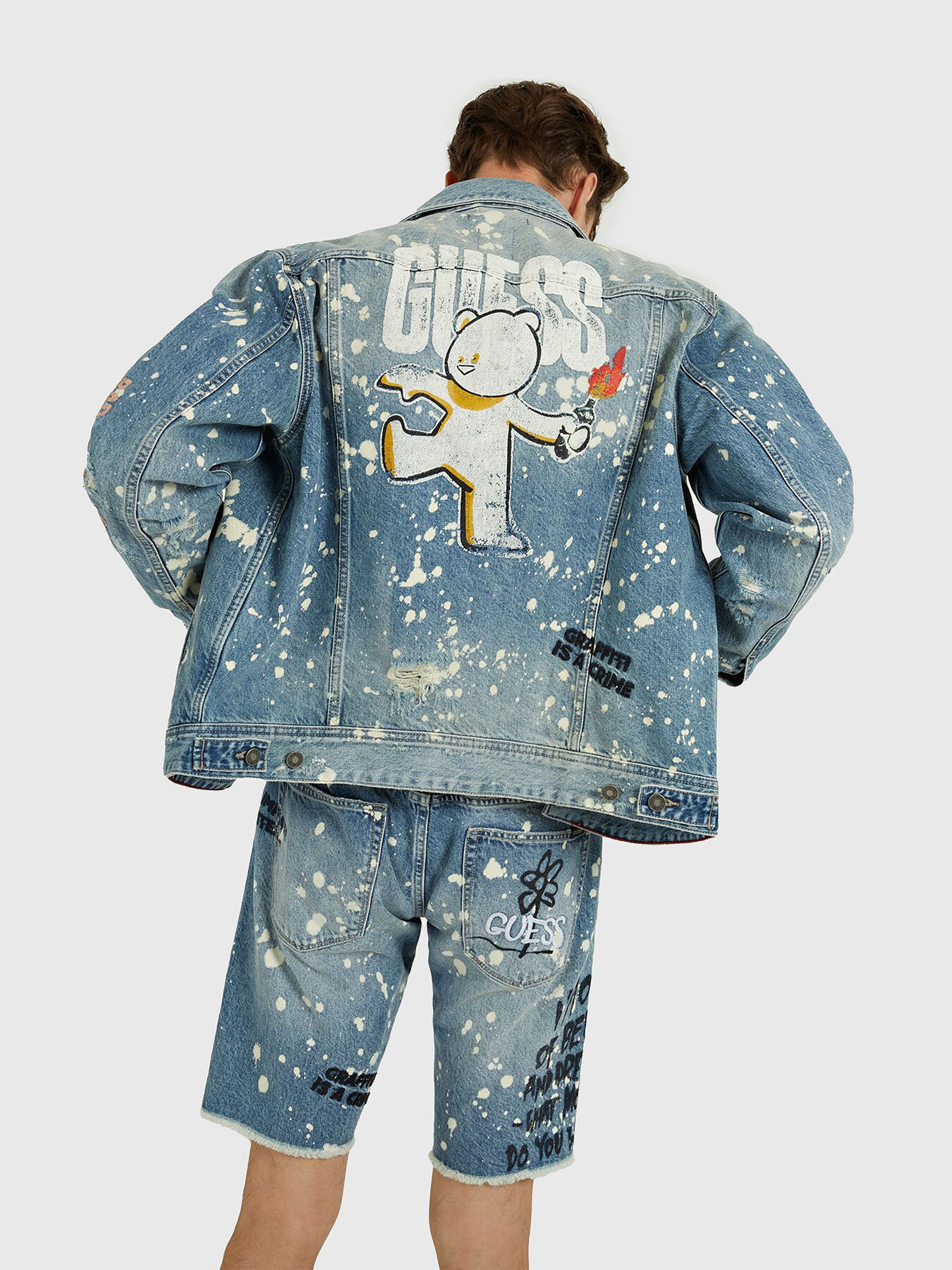 Guess graffiti denim jacket shop
