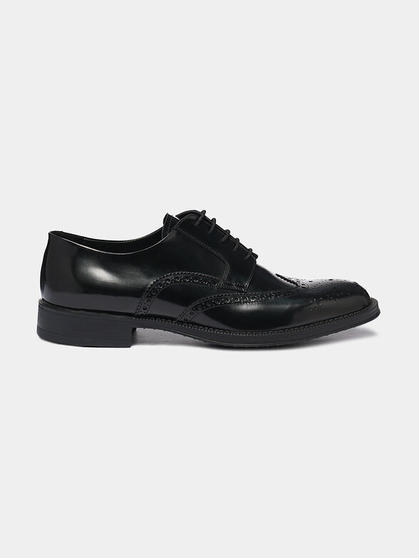 Leather derby shoes in black color - 1