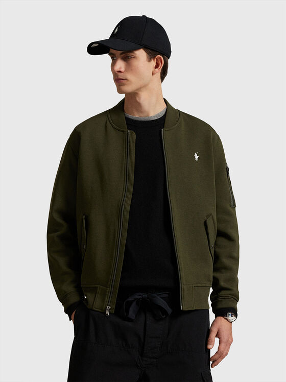 Sweatshirt with zip and logo embroidery - 1