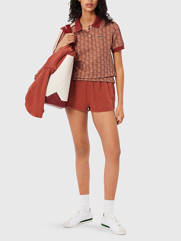 Dark blue polo shirt with monogram print - 2