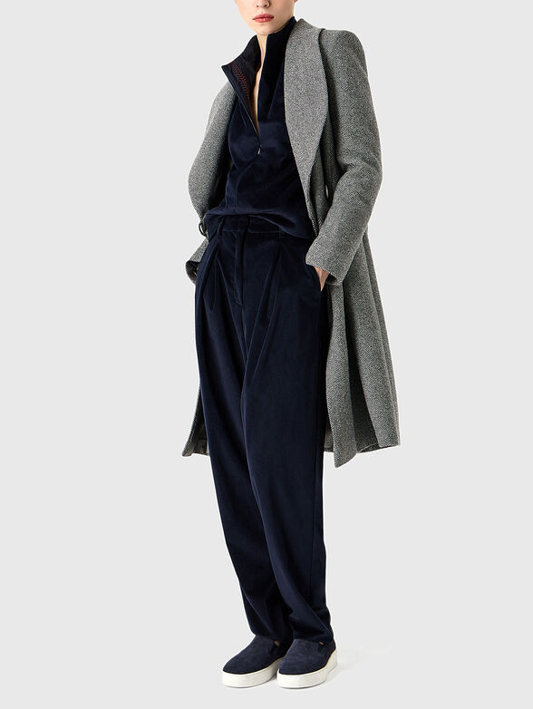 Dark blue blouse with long sleeves and zip - 2