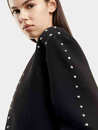 Black wool jacket with stud applications - 3