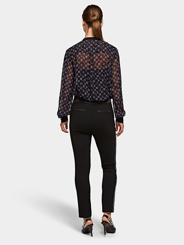 Black punto trousers with branded tapes - 2