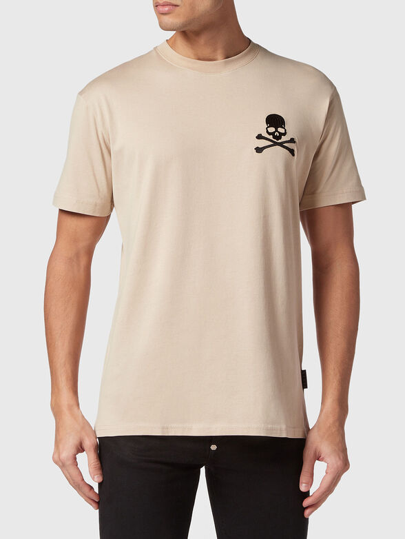 Logo print T-shirt in beige - 1