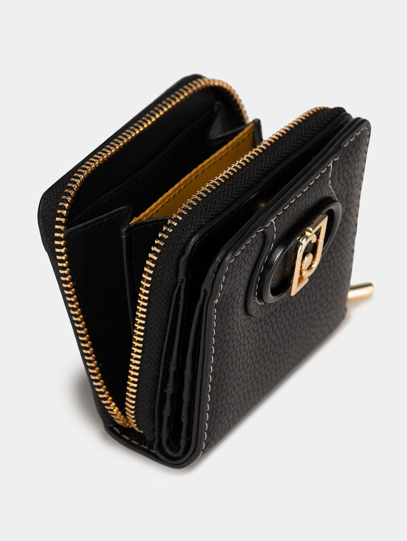 Black wallet with metal logo accent - 4